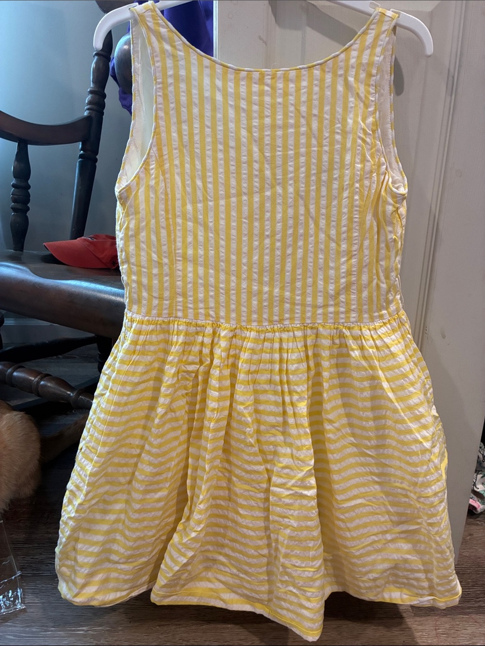 Girls' Yellow Stripe Sleeveless Cotton Dress Ralph Lauren